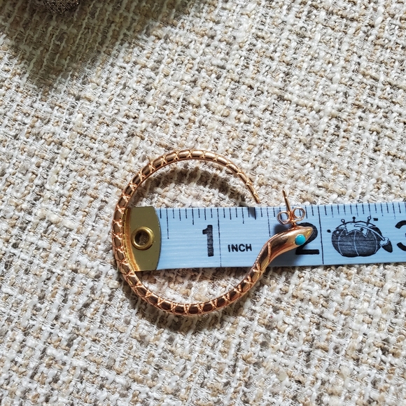 Sterling Rose Gold Plated Snake Hoop Earrings - Picture 7 of 7